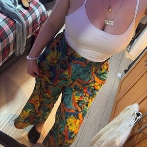 VINTAGE Vibrant Tropical Print CULOTTE Pants